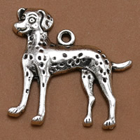 Pendentifs animaux en alliage de zinc, chien, Plaqué de couleur d'argent, 27x28mm, Trou:Environ 2mm, 100PC/sac, Vendu par sac