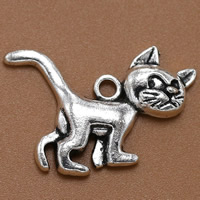 Tibetan Style Animal Pendants, Cat, antique silver color plated, 30x22mm, Hole:Approx 2mm, 100PCs/Bag, Sold By Bag