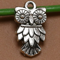 Zinc Alloy Animal Pendler, Owl, antik sølv farve forgyldt, 20x11mm, Hole:Ca. 2mm, 100pc'er/Bag, Solgt af Bag