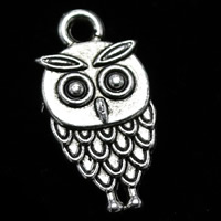 Zinc Alloy Animal Pendler, Owl, antik sølv farve forgyldt, 15mm, Hole:Ca. 2mm, 100pc'er/Bag, Solgt af Bag
