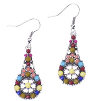 Zinc Alloy Drop Earring Teardrop plated with rhinestone & hollow nickel lead & cadmium free Sold By Pair
