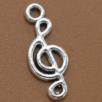 Musical Instrument Shaped Tibetan Style Pendants, Music Note, antique silver color plated, lead & cadmium free, 20x8mm, Hole:Approx 1.5mm, 100PCs/Bag, Sold By Bag