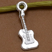 Musical Instrument Shaped Tibetan Style Pendants, Guitar, silver color plated, lead & cadmium free, 19x7mm, Hole:Approx 1.5mm, 100PCs/Bag, Sold By Bag