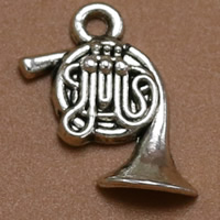 Musical Instrument Shaped Tibetan Style Pendants, Loudspeaker, antique silver color plated, lead & cadmium free, 16x10mm, Hole:Approx 1.5mm, 100PCs/Bag, Sold By Bag