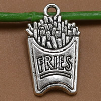 Zink Alloy Halsband, French Fries, antik silver pläterad, med bokstaven mönster, leda & kadmiumfri, 25x14mm, Hål:Ca 1.5mm, 100PC/Bag, Säljs av Bag