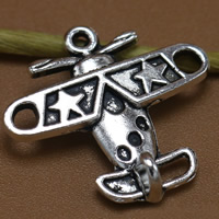Vehicle Shaped Zinc Alloy Pendants Airplane antique silver color plated lead & cadmium free Approx 1.5mm Sold By Bag