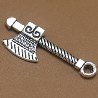 Tibetan Style Tool Pendants, Axe, antique silver color plated, lead & cadmium free, 27x10mm, Hole:Approx 1.5mm, 100PCs/Bag, Sold By Bag