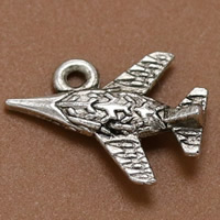 Vehicle Shaped Tibetan Style Pendants, Airplane, antique silver color plated, lead & cadmium free, 17x13mm, Hole:Approx 1.5mm, 100PCs/Bag, Sold By Bag