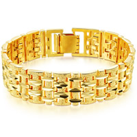 Men Bracelet Brass gold color plated flower cut & for man nickel lead & cadmium free 15mm Sold Per Approx 7.8 Inch Strand