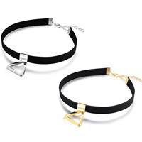 Velvet Choker Velveteen with Zinc Alloy with 2.3lnch extender chain Triangle plated for woman nickel lead & cadmium free 27mm Sold Per Approx 11.8 Inch Strand