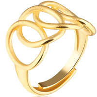 Латунь Открыть палец кольцо, плакирован золотом, регулируемый & Женский, не содержит никель, свинец, 21mm, размер:6-10, продается PC