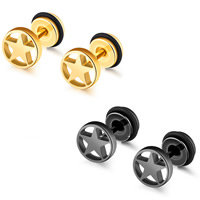 Stainless Steel Stud Earrings Star plated for woman 8mm Sold By Pair