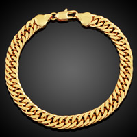 Men Bracelet, Brass, 18K gold plated, curb chain & for man, lead & cadmium free, 8mm, Sold Per Approx 8 Inch Strand