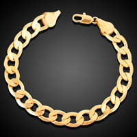 Men Bracelet Brass 18K gold plated curb chain & for man lead & cadmium free 5mm Sold Per Approx 8 Inch Strand