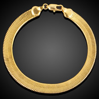 Unisex Bracelet, Brass, 18K gold plated, herringbone chain, lead & cadmium free, 4mm, Sold Per Approx 8 Inch Strand