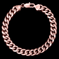 Bracelet homme, laiton, Plaqué de couleur d'or rose, chaîne de torsion ovale & pour homme, sans plomb et cadmium, 8.9mm, Vendu par Environ 8 pouce brin