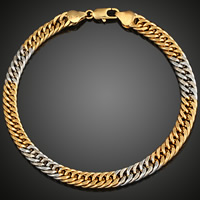 Men Bracelet Brass plated curb chain & for man & two tone lead & cadmium free 6mm Sold Per Approx 8.5 Inch Strand