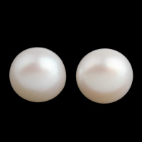 Boucles d'oreilles en perles d'eau douce, perle d'eau douce cultivée, laiton puce boucle d'oreille, naturel, rose, 13-14mm, Vendu par paire