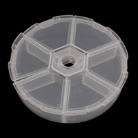 Plastic Beads Container, Flat Round, transparent & 6 cells, 80x80x20mm, Sold By PC