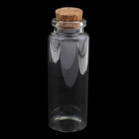 Glas Wunschflasche, mit Holzpfropfen, Zylinder, transparent, klar, 29x77mm, 12PCs/Box, verkauft von Box