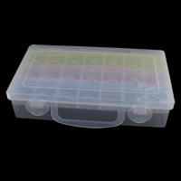 Jewelry Beads Container, Plastic, Rectangle, 21 cells & transparent, multi-colored, 225x130x51mm, Sold By PC