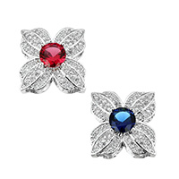 Cubic Zirconia Micro Pave Brass Beads Flower platinum plated multihole & micro pave cubic zirconia & faceted nickel lead & cadmium free Approx Sold By Lot