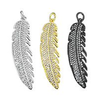 Cubic Zirconia Micro Pave Brass Pendant Feather plated micro pave cubic zirconia nickel lead & cadmium free Approx 3.6mm Sold By Lot