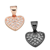 Cubic Zirconia Micro Pave Brass Pendant, Heart, plated, micro pave cubic zirconia, more colors for choice, nickel, lead & cadmium free, 10x9.50x2mm, Hole:Approx 3.4x4mm, 10PCs/Lot, Sold By Lot