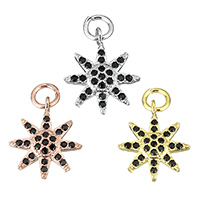 Cubic Zirconia Micro Pave Brass Pendant, Flower, plated, micro pave cubic zirconia, more colors for choice, nickel, lead & cadmium free, 14.50x18x3mm, Hole:Approx 3.7mm, 10PCs/Lot, Sold By Lot
