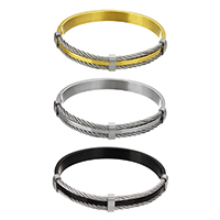 Stainless Steel Bangle, plated, for woman & two tone, more colors for choice, 10x4mm, 8.5x2.5mm, Inner Diameter:Approx 61x53mm, Length:Approx 8 Inch, Sold By PC