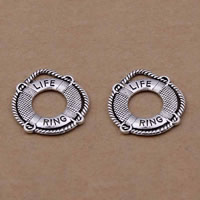 Tibetan Style Pendants, Donut, antique silver color plated, with letter pattern, lead & cadmium free, 22x23mm, Hole:Approx 1-1.5mm, 100PCs/Bag, Sold By Bag