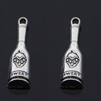 Tibetan Style Pendants, Bottle, antique silver color plated, with letter pattern, lead & cadmium free, 31x8mm, Hole:Approx 1-1.5mm, 80PCs/Bag, Sold By Bag