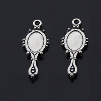 Tibetan Style Tool Pendants, Mirror, antique silver color plated, lead & cadmium free, 23x11mm, Hole:Approx 1-1.5mm, 300PCs/Bag, Sold By Bag