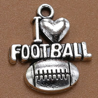 Zinc Alloy Pendants Football antique silver color plated with letter pattern lead & cadmium free Approx 1.5mm Sold By Bag