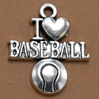 Tibetan Style Message Pendants, Basketball, antique silver color plated, with letter pattern, lead & cadmium free, 22x19mm, Hole:Approx 1.5mm, 100PCs/Bag, Sold By Bag