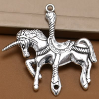 Zinc Alloy Animal Pendants Horse antique silver color plated lead & cadmium free Approx 1.5mm Sold By Bag