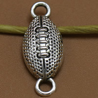 Tibetan Style Connector, Rugby Ball, antique silver color plated, 1/1 loop, lead & cadmium free, 25x10mm, Hole:Approx 1.5mm, 100PCs/Bag, Sold By Bag