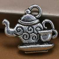 Tibetan Style Tool Pendants, Teapot, antique silver color plated, lead & cadmium free, 15x14mm, Hole:Approx 1.5mm, 100PCs/Bag, Sold By Bag