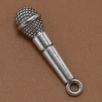Tibetan Style Pendants, Microphone, antique silver color plated, lead & cadmium free, 26.5x7mm, Hole:Approx 1.5mm, 100PCs/Bag, Sold By Bag