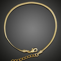 Unisex Bracelet, Brass, with 5cm extender chain, 18K gold plated, herringbone chain, lead & cadmium free, 2mm, Sold Per Approx 8 Inch Strand