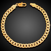 Unisex Bracelet, Brass, 18K gold plated, curb chain, lead & cadmium free, 9mm, Sold Per Approx 8 Inch Strand
