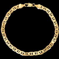 Męska bransoletka, Mosiądz, Pozłacane 18K złotem, Mariner łańcucha & dla człowieka, bez zawartości ołowiu i kadmu, 5.5mm, sprzedawane na około 9 cal Strand
