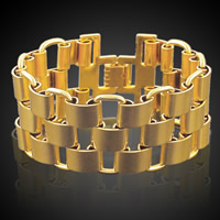Bracelet homme, laiton, Plaqué d'or 18K, pour homme, sans plomb et cadmium, 32mm, Vendu par Environ 8 pouce brin