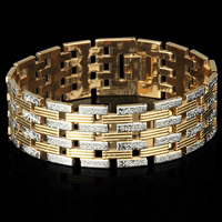 Men Bracelet Brass plated for man & two tone lead & cadmium free 22mm Sold Per Approx 8 Inch Strand