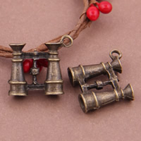 Tibetan Style Tool Pendants, Telescope, antique bronze color plated, lead & cadmium free, 23x21mm, Hole:Approx 1-1.5mm, 30PCs/Bag, Sold By Bag