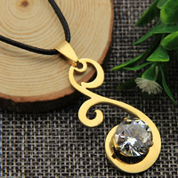 Brass Necklace with PU Leather 24K gold plated for woman & with cubic zirconia & stardust nickel lead & cadmium free Sold Per Approx 16.9 Inch Strand