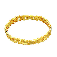 laiton bracelet, Plaqué d'or 24K, pour femme, protéger l'environnement, sans nickel, plomb et cadmium, 8x2.50mm, Vendu par Environ 7.5 pouce brin