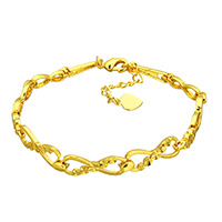 Brass Bracelet, with 1lnch extender chain, Infinity, 24K gold plated, for woman, nickel, lead & cadmium free, 17x6x2mm, Sold Per Approx 6.5 Inch Strand