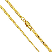 Messingkette Halskette, Messing, 24 K vergoldet, Kandare Kette & für den Menschen, frei von Nickel, Blei & Kadmium, 3x1mm, verkauft per ca. 17.5 ZollInch Strang