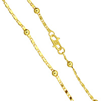 Messing Chain halskæde, 24K forgyldt, for mennesket, nikkel, bly & cadmium fri, 3.5mm, 5x2x1mm, Solgt Per Ca. 17.5 inch Strand